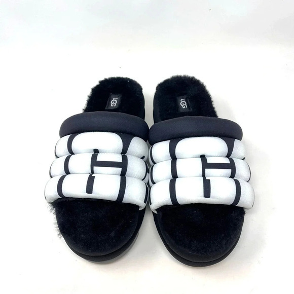 UGG Maxi Genuine Shearling Lined Sandal Black Size US 9 - Picture 2 of 7